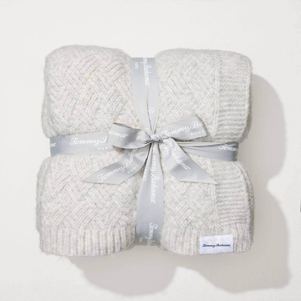 Gray Knitted Polyester Throw Blanket, 60 x 50 Inches