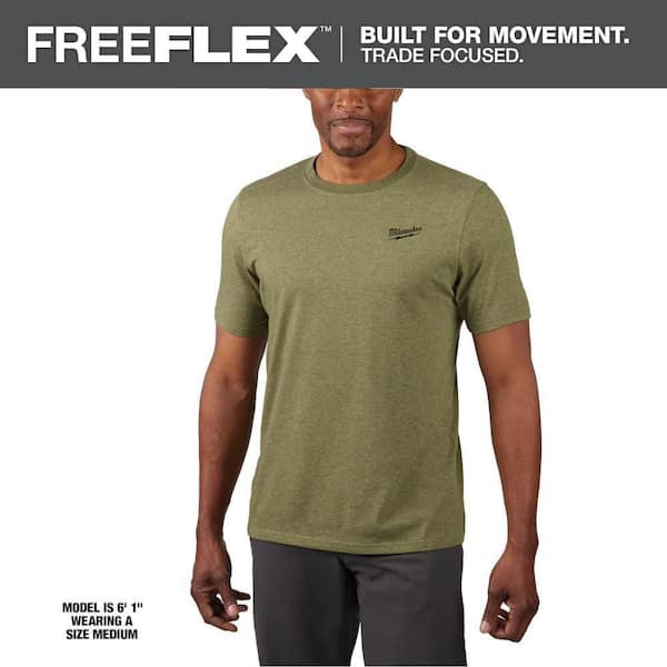 Men's X-Large Green Cotton/Polyester Short-Sleeve Hybrid Work T-Shirt