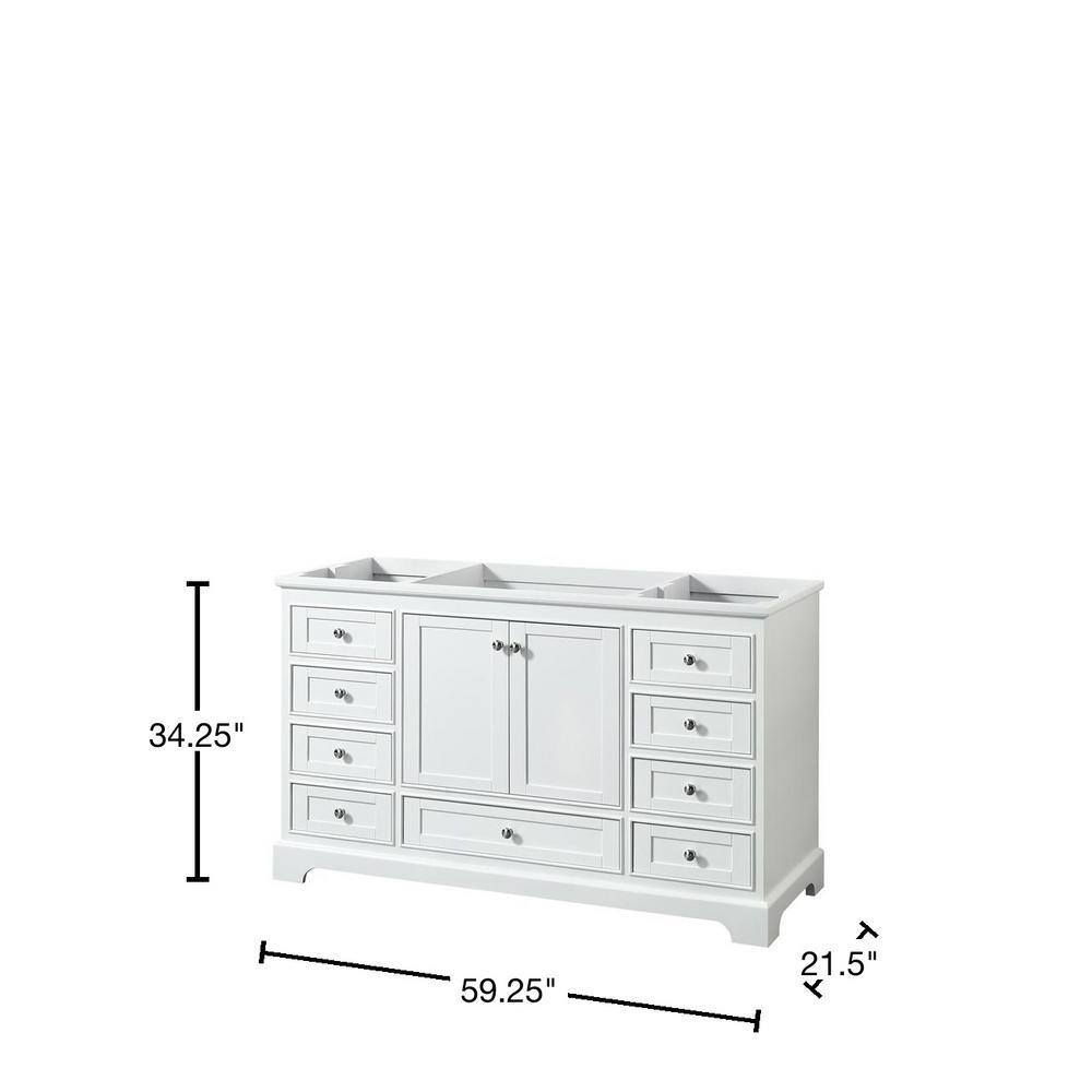 Deborah 59" White Wood Single Bathroom Vanity with Chrome Hardware