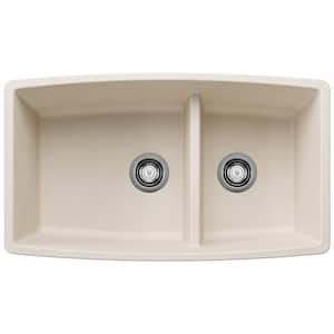 PERFORMA 33 in. Undermount Double Bowl Soft White Granite Composite Kitchen Sink