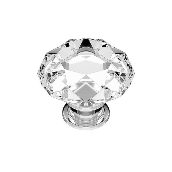 Bolzano Collection 1-9/16 in. (40 mm) Modern Crystal and Chrome Round Cabinet Knob