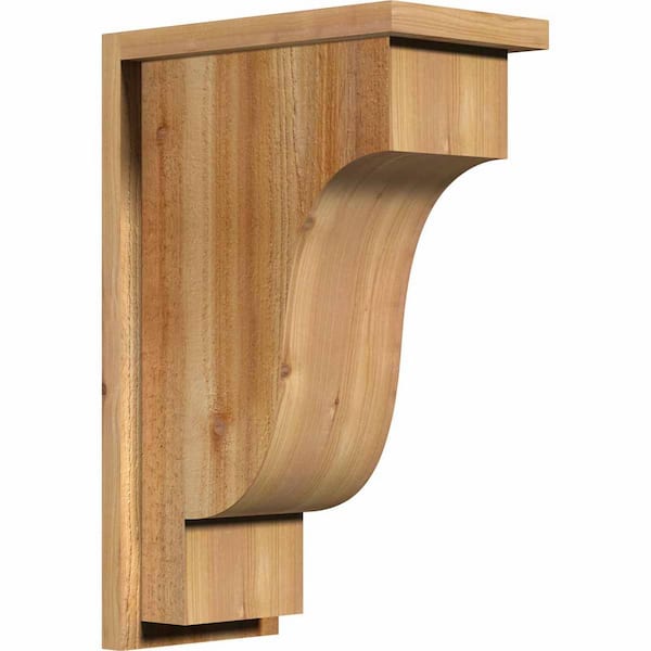 Ekena Millwork 8 in. x 14 in. x 22 in. Newport Rough Sawn Western Red Cedar Corbel with Backplate