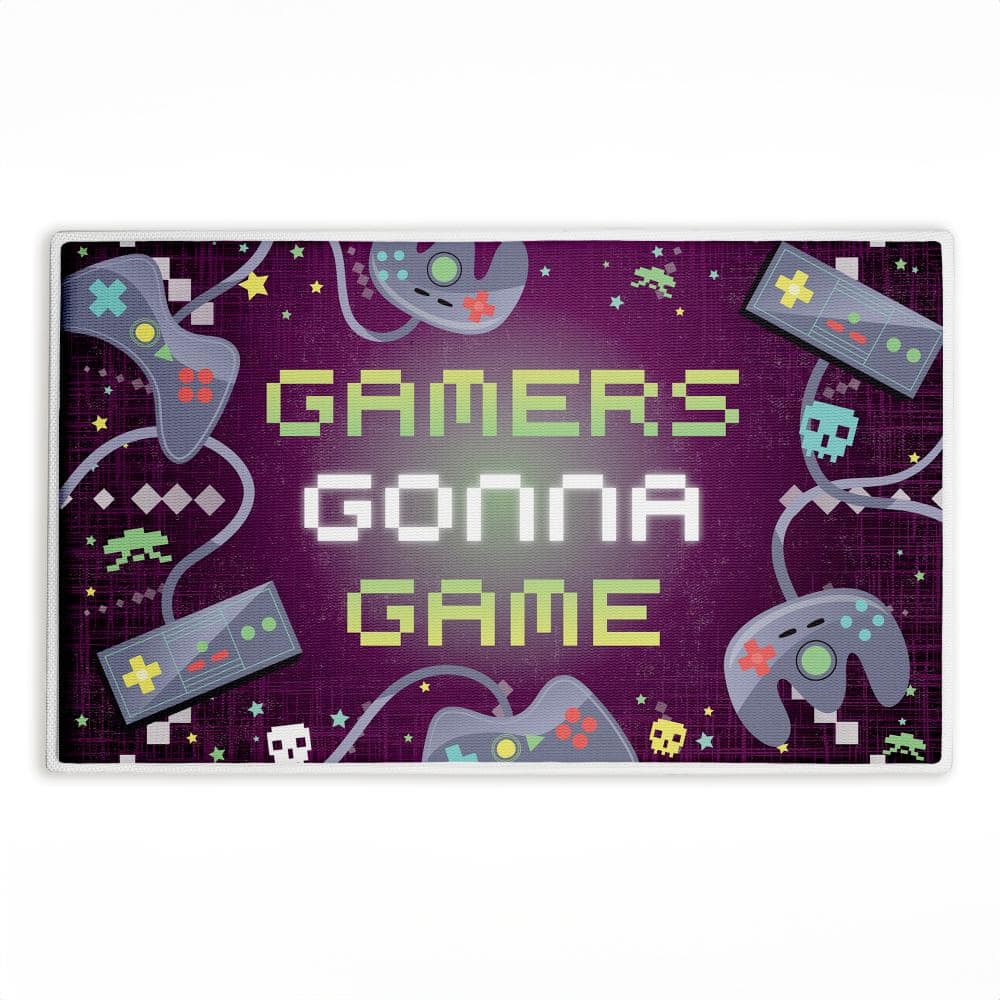 Gamers Gonna Game Printed Plush Bathroom Floor Mat, design by Arrolynn Weiderhold
