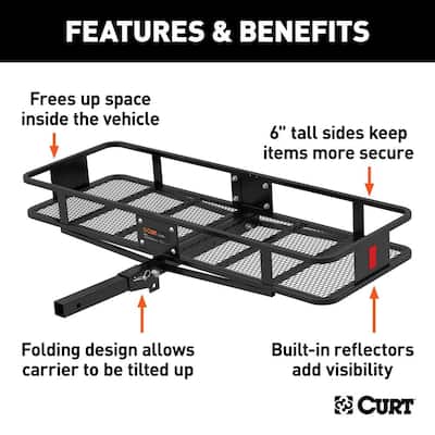 500 lb. Capacity 60 in. x 20 in. Steel Wide Basket Style Hitch Cargo Carrier for 2 in. Receiver