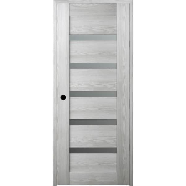Belldinni Vona 07-04 18 in. x 80 in. Right-Hand 5-Lite Frosted Glass Solid Core Ribeira Ash Wood Single Prehung Interior Door