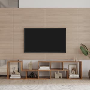 Modern TV Stand Fits TV's up to 46 in. with Double L-Shaped Oak TV Stand, Display Shelf, Bookcase for Home Furniture