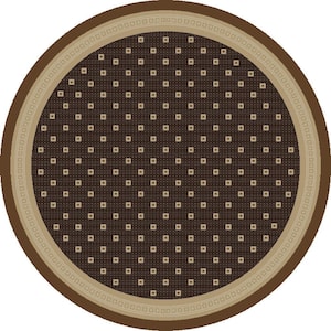 Jewel Athens Brown 5 ft. Round Area Rug