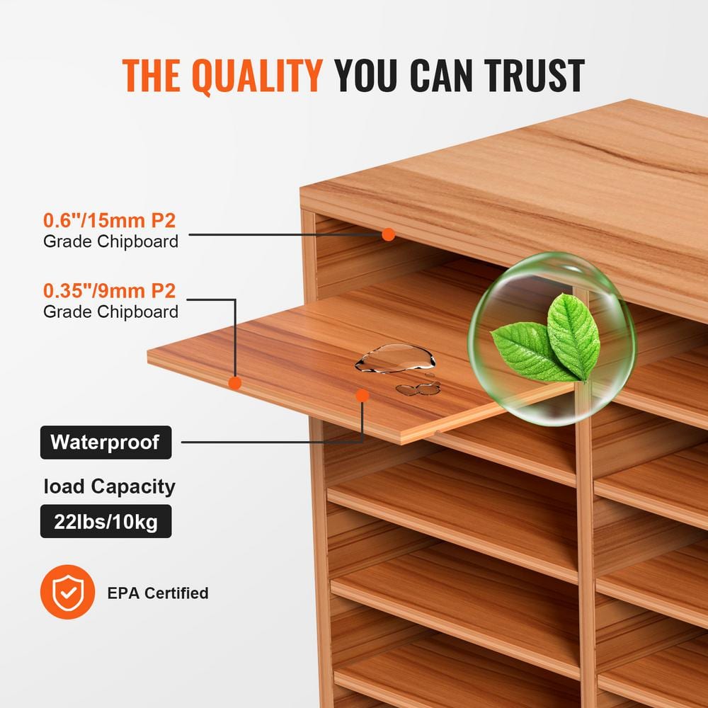 Medium Brown MDF 27-Compartment Literature Organizer