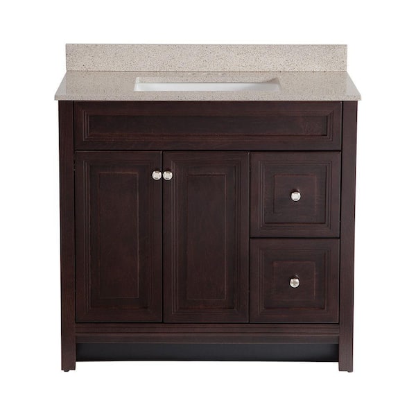 Home Decorators Collection Brinkhill 37 in. W x 22 in. D Bathroom Vanity in Chocolate with Colorpoint Vanity Top in Maui
