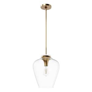 Vidria 60-Watt 1-Light Alturas Gold Island Pendant Light with Clear Glass Shade, Bulb Not Included