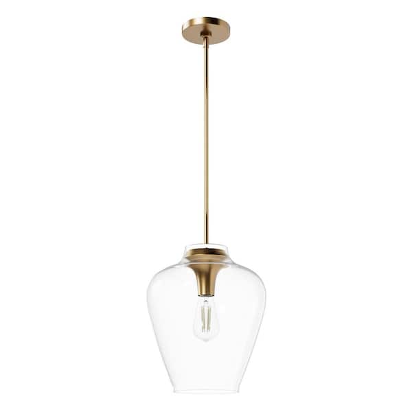 Hunter Vidria 60-Watt 1-Light Alturas Gold Island Pendant Light with Clear Glass Shade, Bulb Not Included