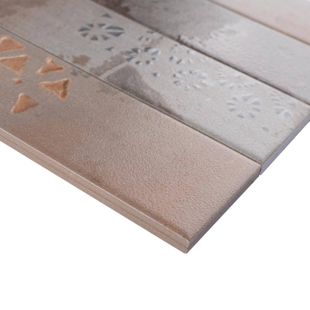 Mud Brown and Yellow Matte Porcelain Subway Tile