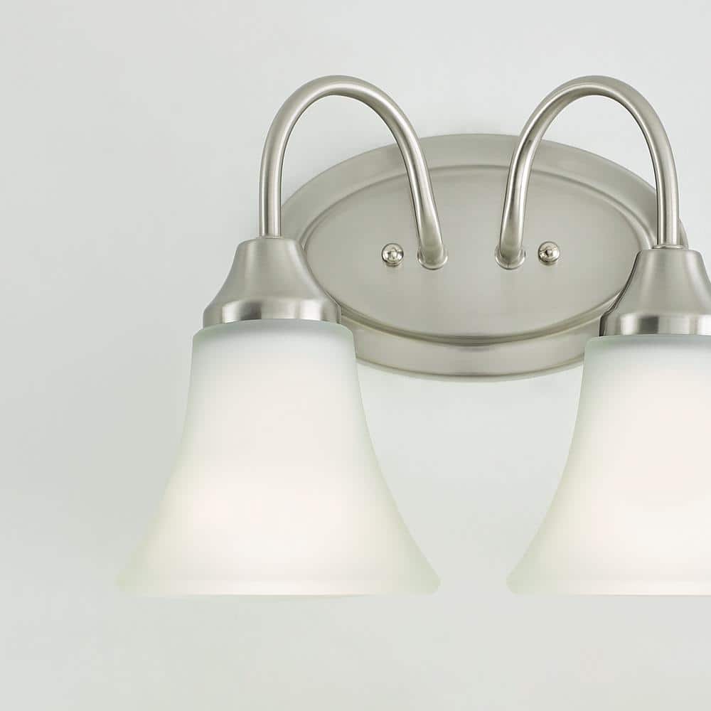 Brushed Nickel 2-Light Vanity Fixture with Satin Etched Glass