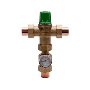 1/2 in. Union Sweat Lead-Free Mixing Valve with Gauge