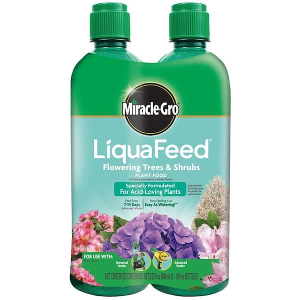 Miracle-Gro LiquaFeed Flowering Trees and Shrubs Plant Food 16 oz. for In-Ground and Container Plants, Liquid Fertilizer (2-Pack)