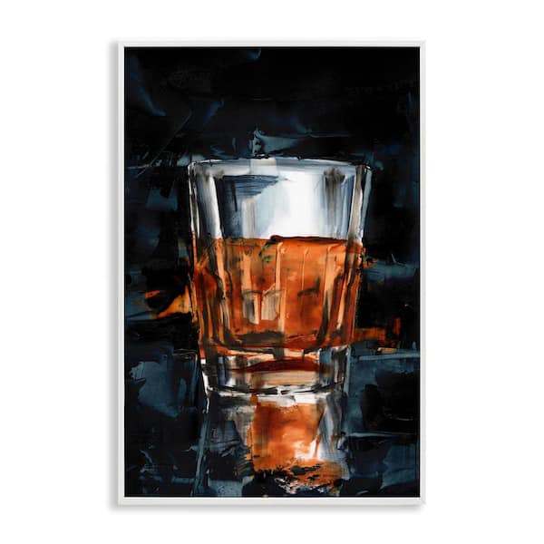 Stupell Industries Straight Whiskey Glass by Ethan Harper White Framed Food Giclee Art Print 24 in. x 16 in.