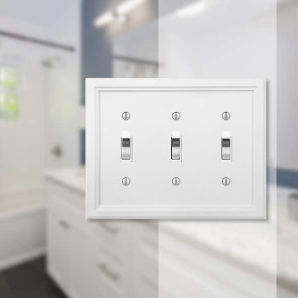 Elly 3 Gang Toggle Composite Wall Plate - White
