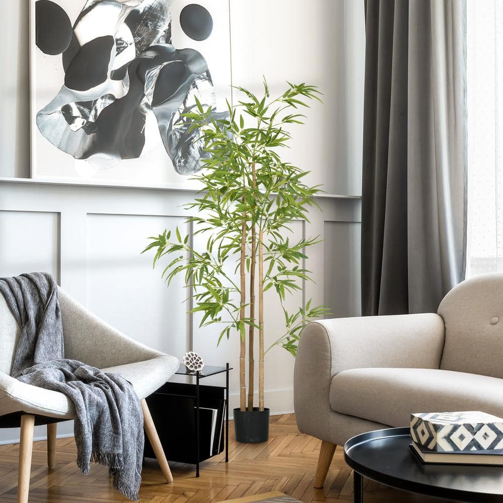 Modern Classic 6 ft. Green Artificial Bamboo Tree in Pot for Home Decor Out