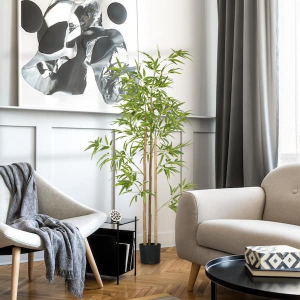 Unbranded Modern Classic 6 ft. Green Artificial Bamboo Tree in Pot for Home Decor Outdoor and Indoor, Easy Maintenance
