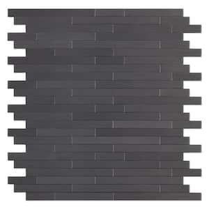 Linox SB 11.97 in x 12.09 in x 0.2 in. Brushed Black Metal Peel and Stick Wall Mosaic Tiles (6.03 sq. ft./case)