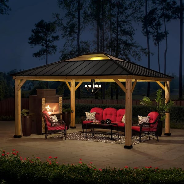 Sunjoy Mavis 15 ft. x 13 ft. Cedar Framed Gazebo with Black