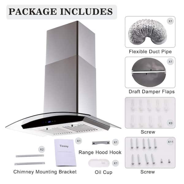 30 in. 700 CFM Wall Mounted with LED Light Range Hood in Silver with Touch Controls