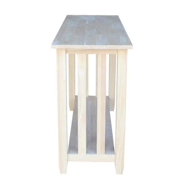 Mission Unfinished Wood Rectangular Console Table with Storage