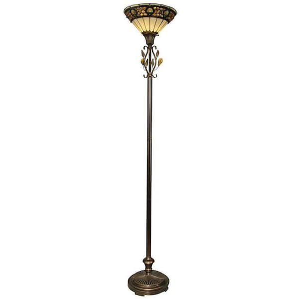 Dale Tiffany 71 in. Pebble Stone Antique Golden Sand Torchiere Lamp