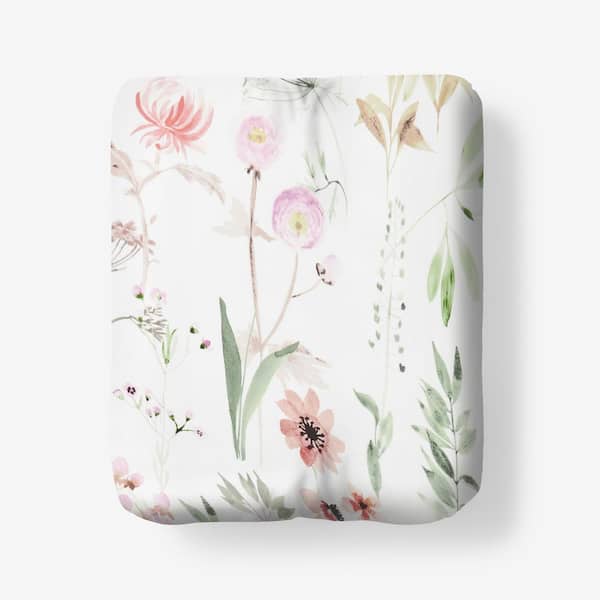 The Company Store Legends Hotel Spring Medley Wrinkle-Free White Multi Sateen Queen Fitted Sheet