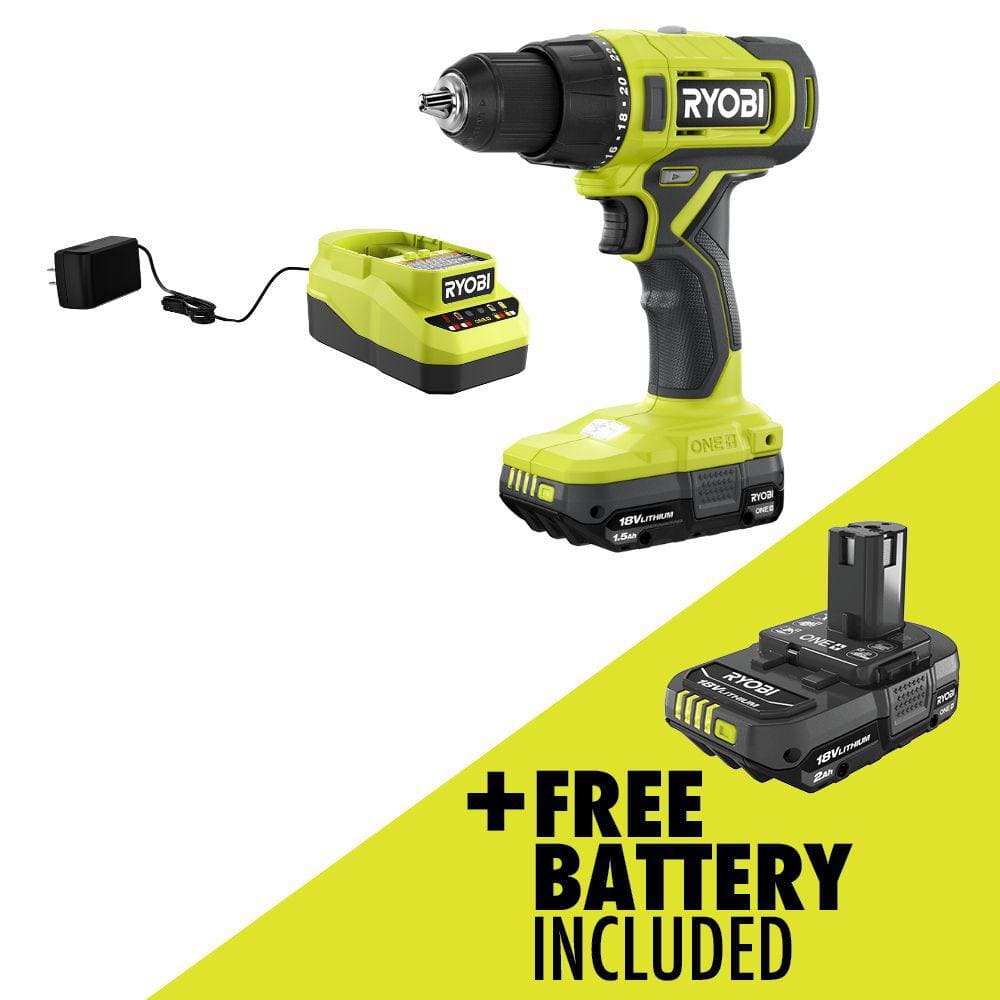 RYOBI ONE+ 18V Cordless 1/2 in. Drill/Driver Kit with 1.5 Ah Battery