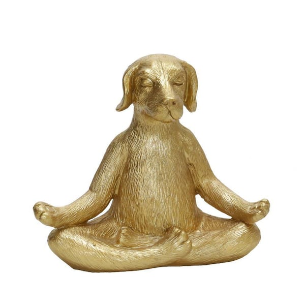 Liv & Skye Gold 7 in. X 6 in. Polyresin Meditative Dog Figurine