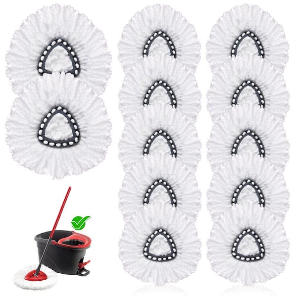 Microfiber Spin Mop Head Replacement Refill, Highly Absorbent and Machine Washable, White (12-Pack)