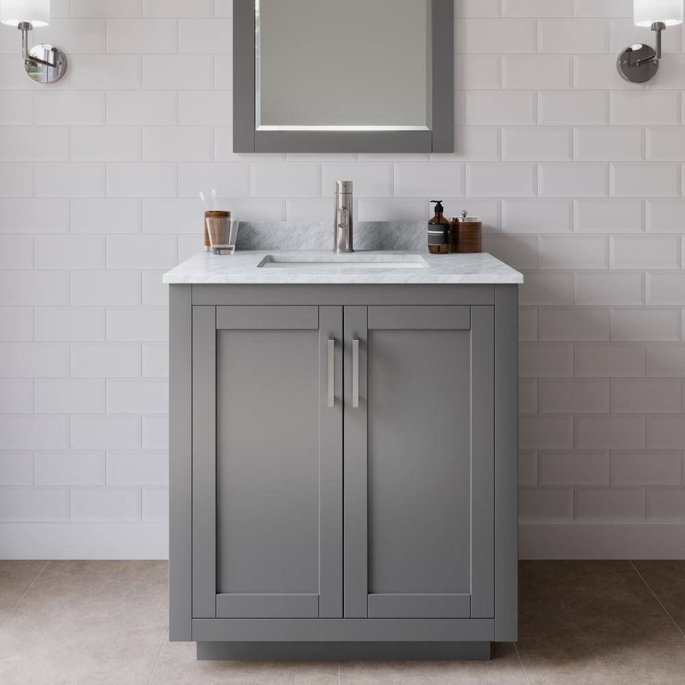 Miranda 30 in. W x 22 in. D x 33.75 in. H Single Bath Vanity in Dark Gray with White Carrara Marble Top price history on PriceWatchPro