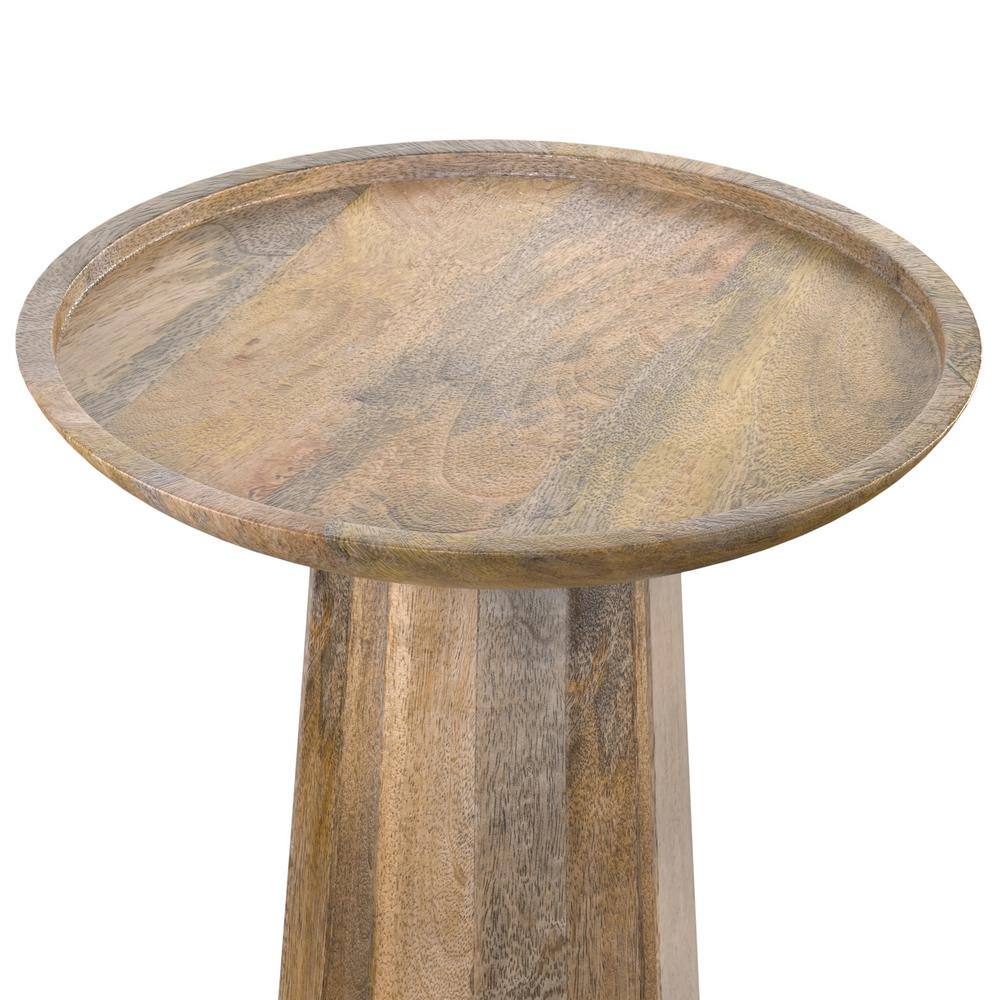 Natural Mango Wood 13-Inch Round Contemporary Accent Table