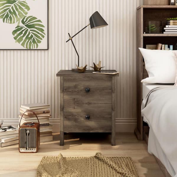 Rustic walnut online nightstand