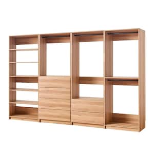 Prosper 128 in. W Oak Tower System Freestanding-Shelf Walk-in Wood Closet System