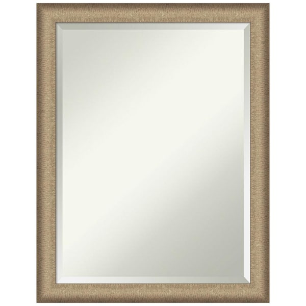 Amanti Art Medium Rectangle Elegant Brushed Bronze Beveled Glass Casual Mirror (27 in. H x 21 in. W)