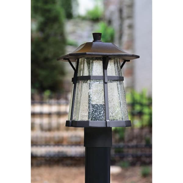 Derby Collection 1-Light Espresso Clear Seeded Glass Craftsman Outdoor Medium Wall Lantern Light