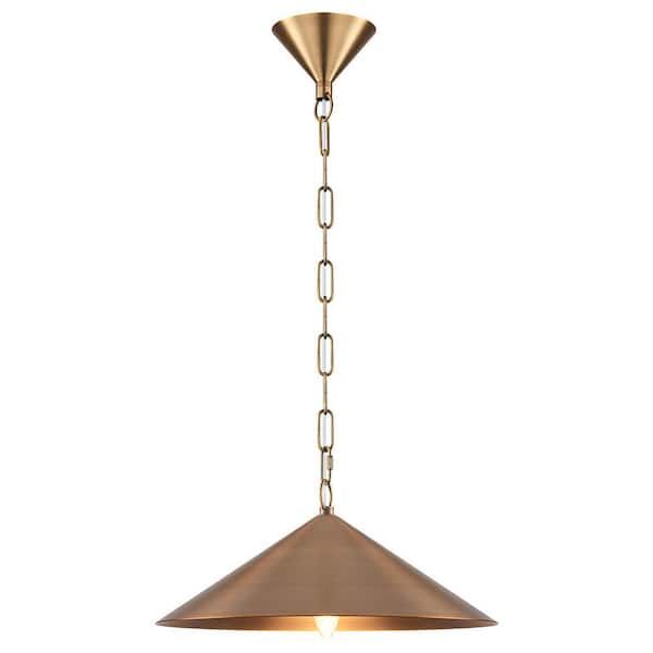 14.76 in. 60-Watt 1-Light Vintage Bronze Island Pendant Light with Cone Iron Shade for Kitchen, Dining Room