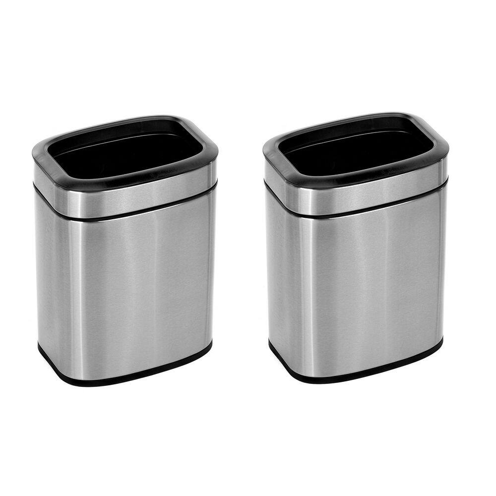 1.6 Gal. Stainless Steel Open Mini Indoor Trash Can (2-Pack)