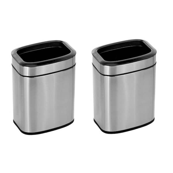 Alpine Industries 1.6 Gal. Stainless Steel Open Mini Indoor Trash Can (2-Pack)
