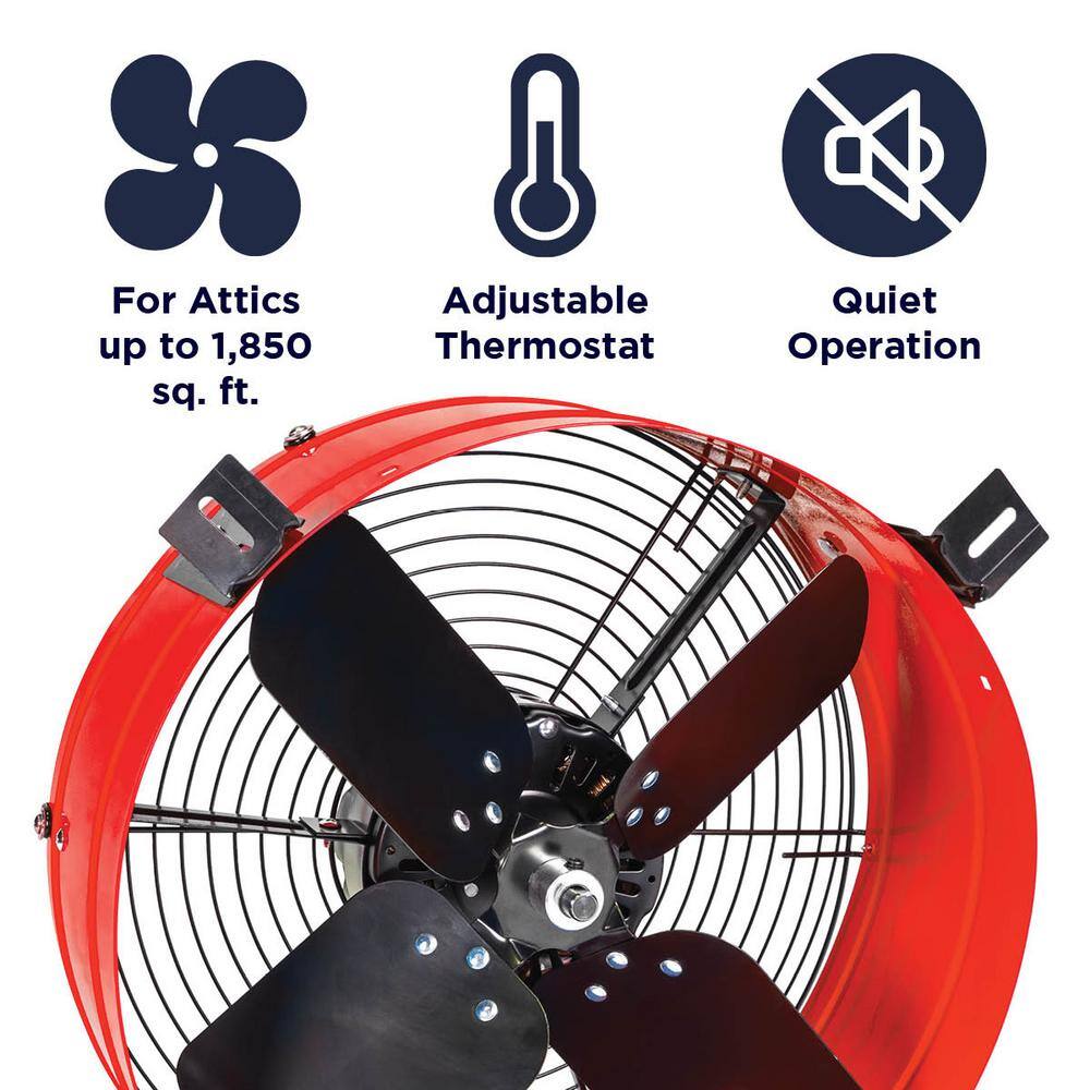 Red and Black Galvanized Steel Roof Mount Attic Fan