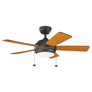 Starkk 42 in. Indoor Olde Bronze Downrod Mount Ceiling Fan with Integrated LED with Pull Chain