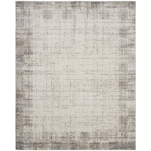 9 ft. x 12 ft. Ivory Abstract Washable Area Rug