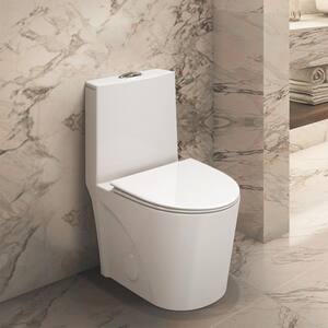 1-piece 1.1/1.6 GPF Top Buttom Dual Flush Elongated Toilet in White Seat Included