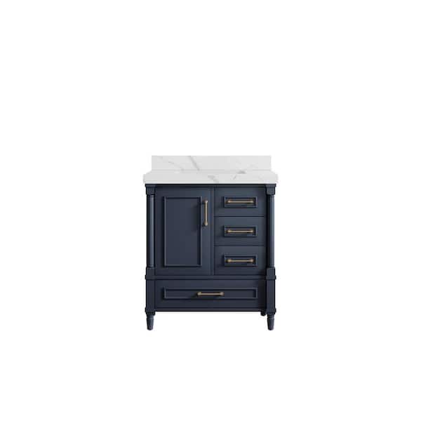 Willow Collections Hudson 30 in. W x 22 in. D x 36 in. H Bath Vanity in Hale Navy Blue with 2 in. Calacatta Quartz Top