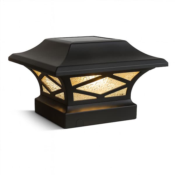 Kingsbridge Solar Black Dual Lighted Outdoor Integrated LED Post Cap (2-Pack)