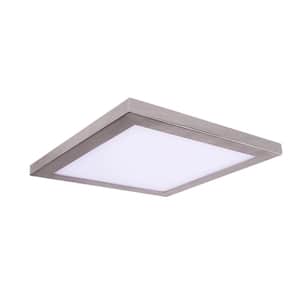 Square Platter Light Length 13 in. Nickel New Construction Recessed Integrated LED Trim Kit Square Fixture