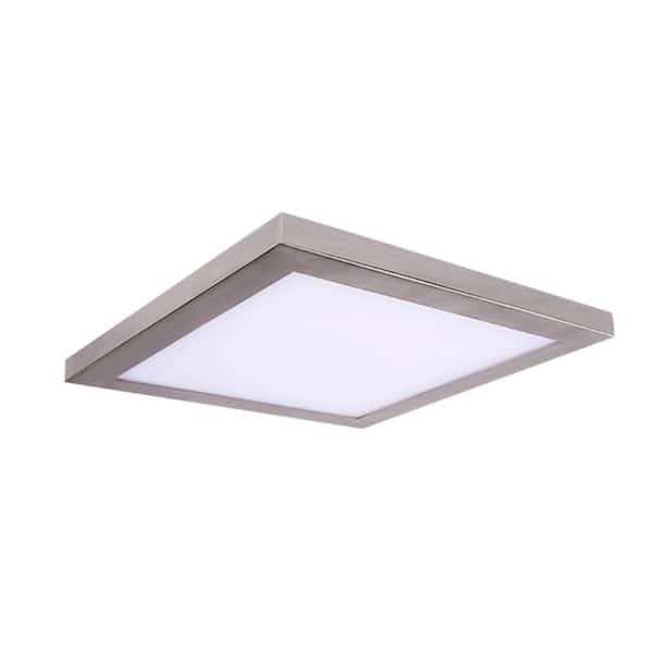 AMAX LIGHTING Square Platter Light Length 13 in. Nickel New Construction Recessed Integrated LED Trim Kit Square Fixture