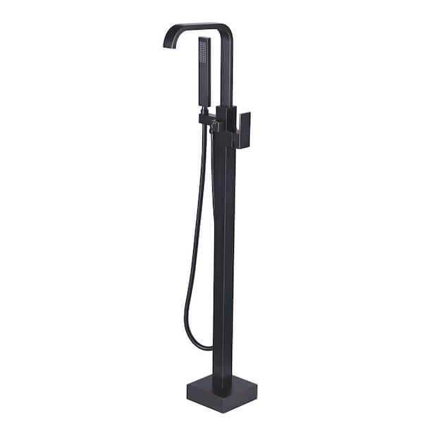 IVIGA Brass Single-Handle Floor Mount Claw Foot Freestanding Tub Faucet Bathtub Filler with Hand Shower in Oil Rubbed Bronze